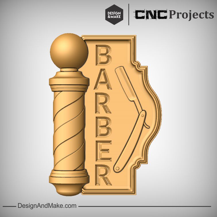 Barber Shop Sign CNC Model