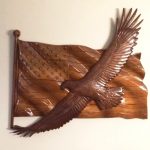 Wood American Flag Eagle Plaque CNC