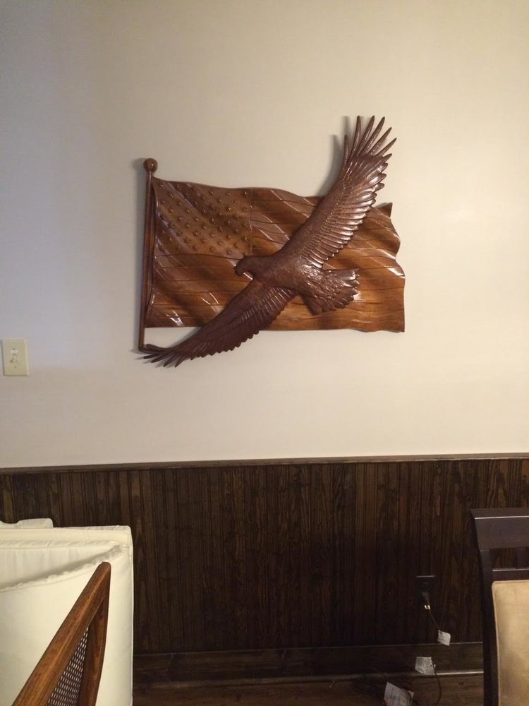 Wood American Flag Eagle Plaque CNC