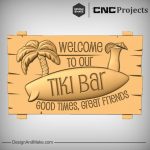 Tiki Bar Surf Board CNC Sign