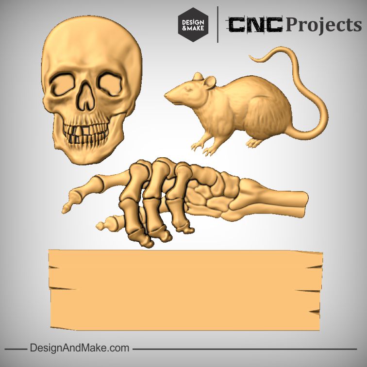 Skull Bones Rat CNC Models