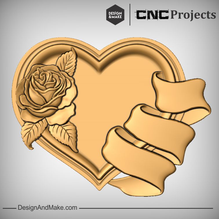 Rose Heart Ribbon CNC Models