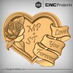 Rose Heart Ribbon CNC Models