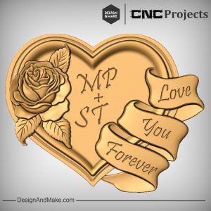 Rose Heart Ribbon CNC Models