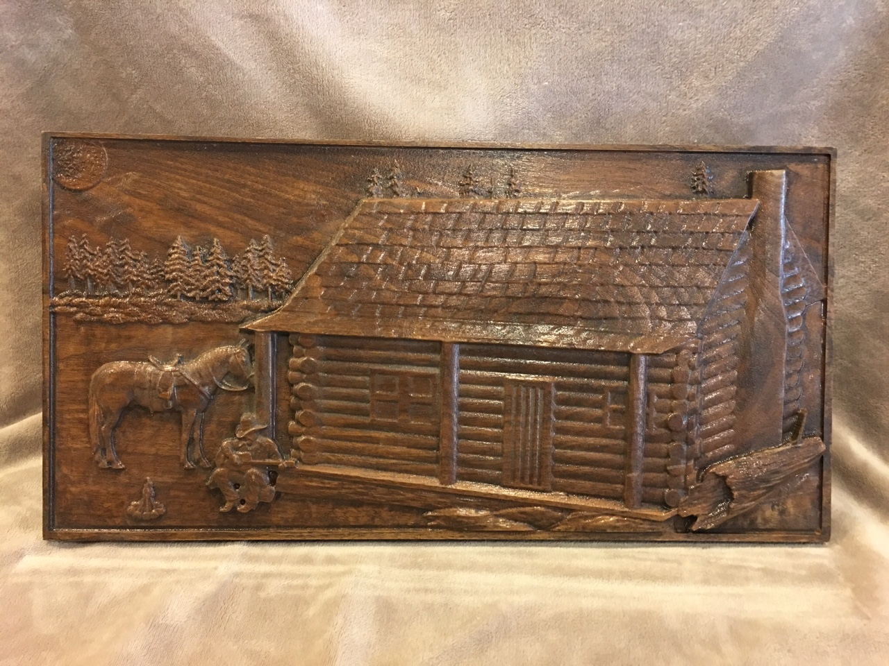 Western Scene Guitar Cabin Horse Wood CNC