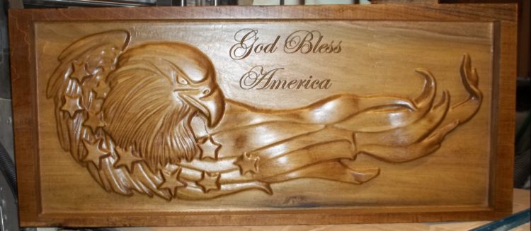God Bless America Eagle Wood CNC