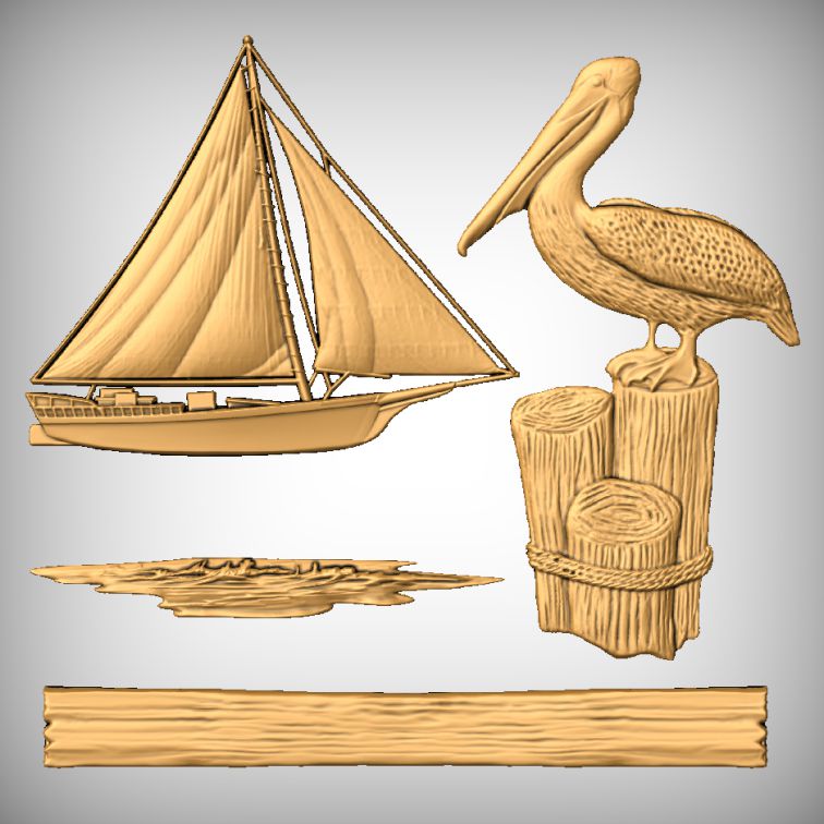 Sea Boat Bird CNC Models