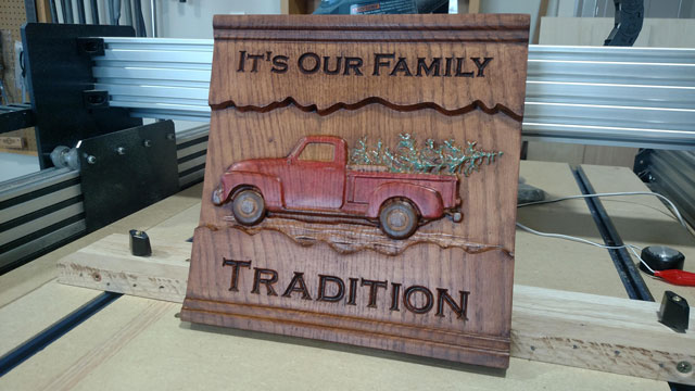 Truck with Christmas Tree sign