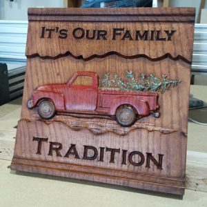 Truck with Christmas Tree sign