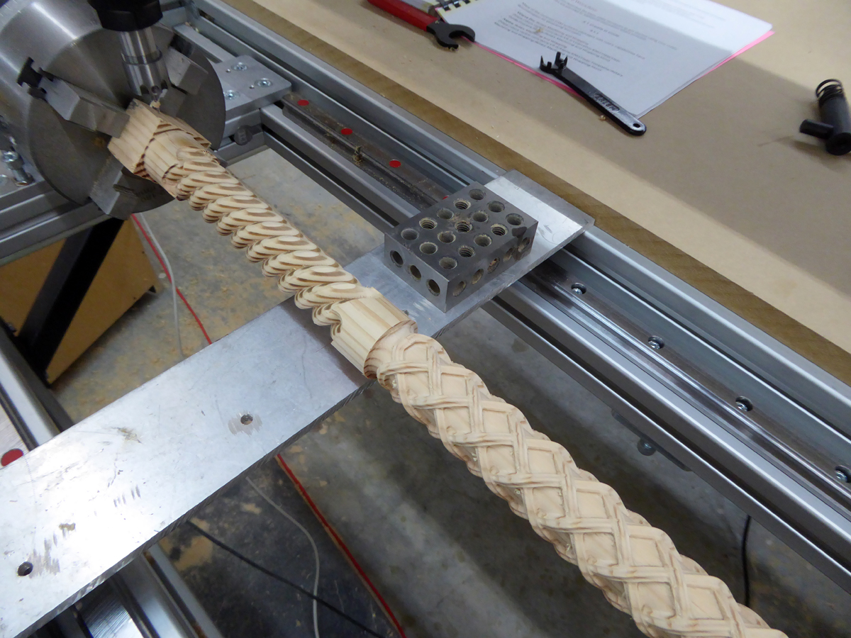 Walking sticks rotary on CNC machine