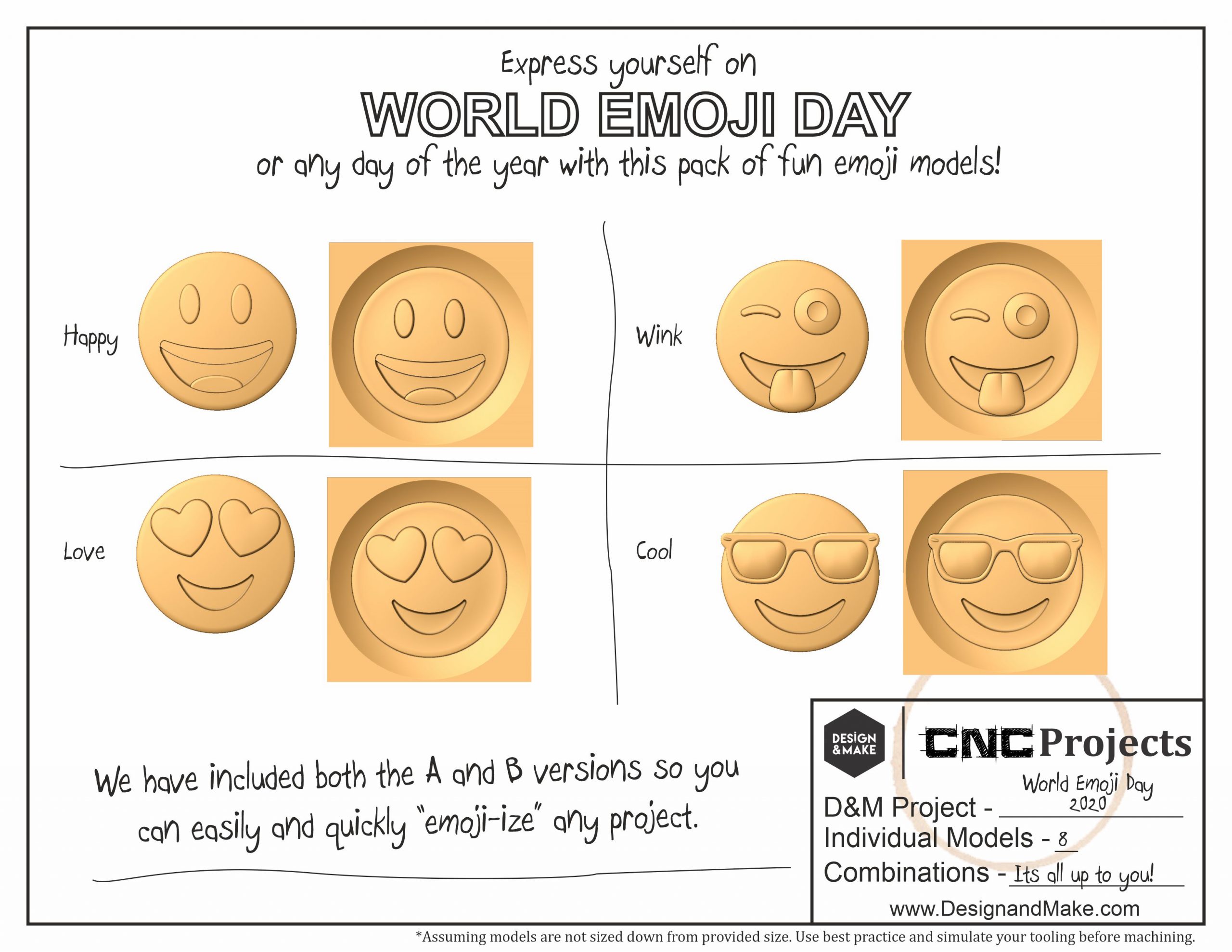 World emoji day CNC project sheet